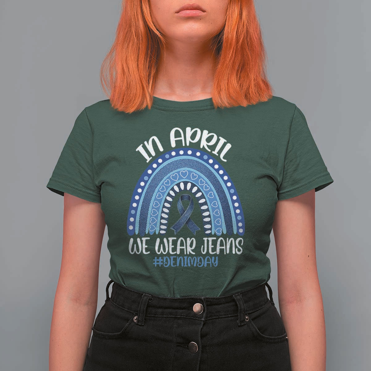 Denim Day Awareness T Shirt For Women In April We Wear Jeans Rainbow