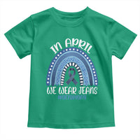 Denim Day Awareness Toddler T Shirt In April We Wear Jeans Rainbow