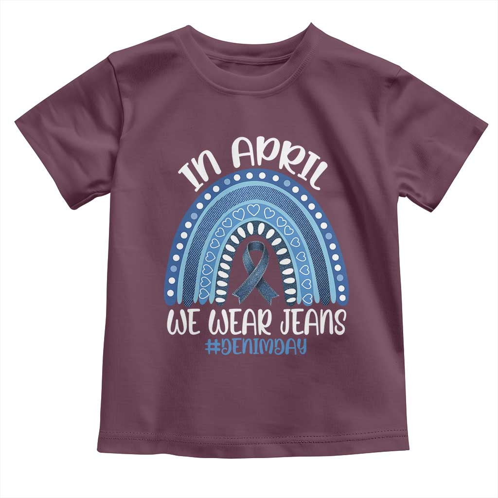 Denim Day Awareness Toddler T Shirt In April We Wear Jeans Rainbow
