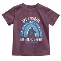 Denim Day Awareness Toddler T Shirt In April We Wear Jeans Rainbow
