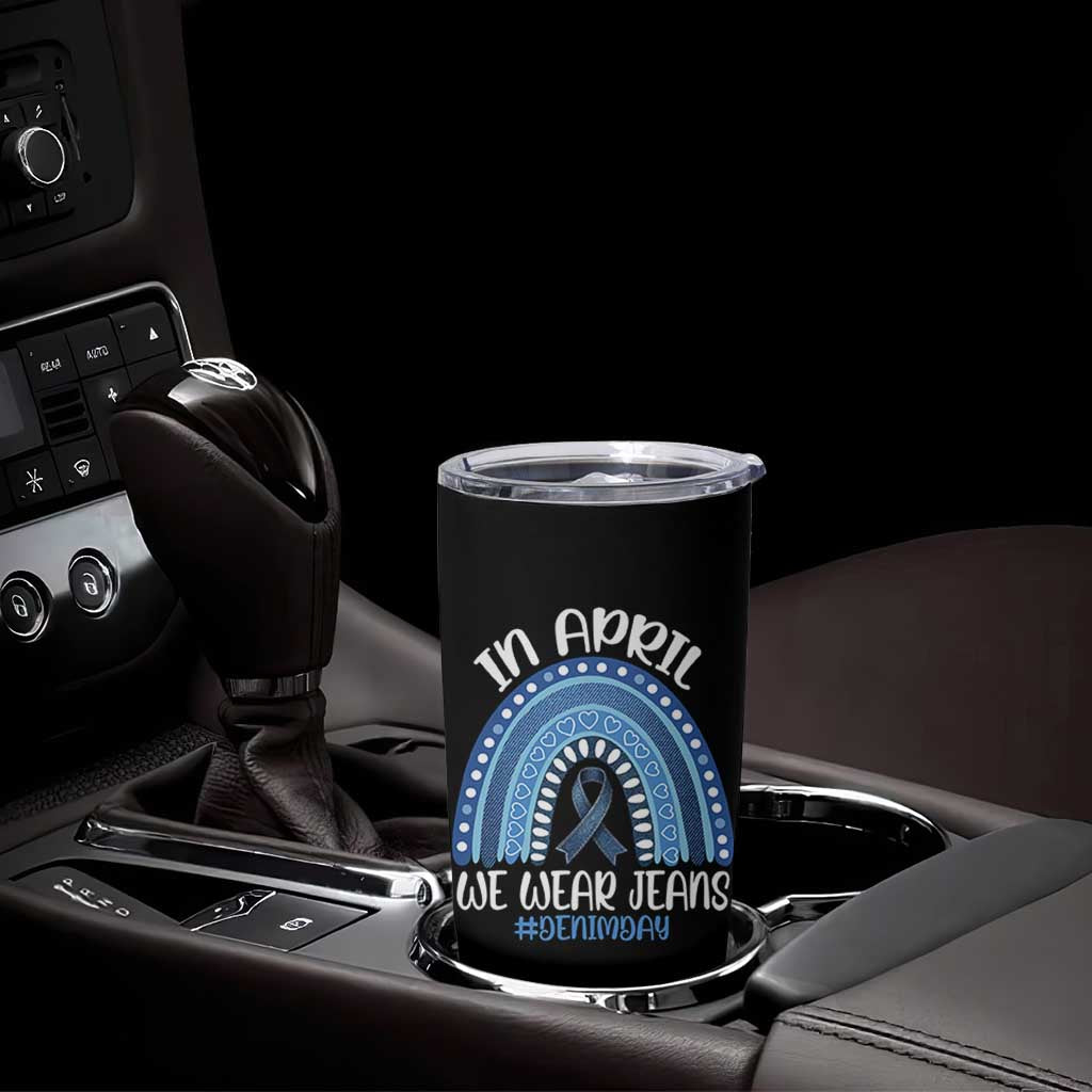 Denim Day Awareness Tumbler Cup In April We Wear Jeans Rainbow