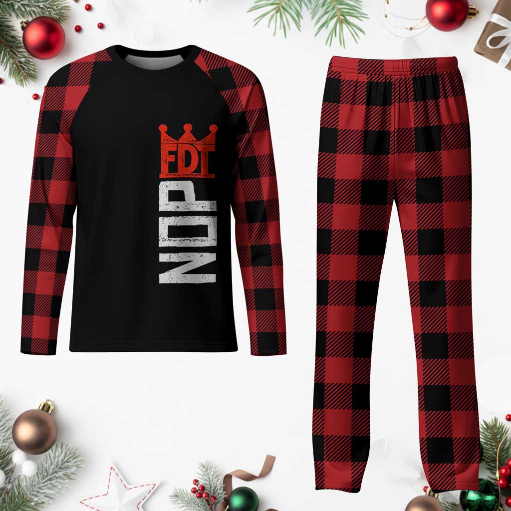 No Kings Protest Nope Funny Political Satire Plaid Pajama Set