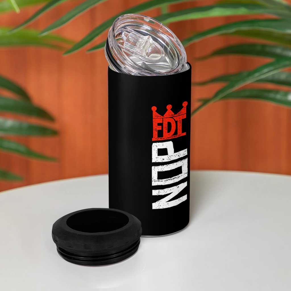 No Kings Protest Nope Funny Political Satire 4 in 1 Can Cooler Tumbler