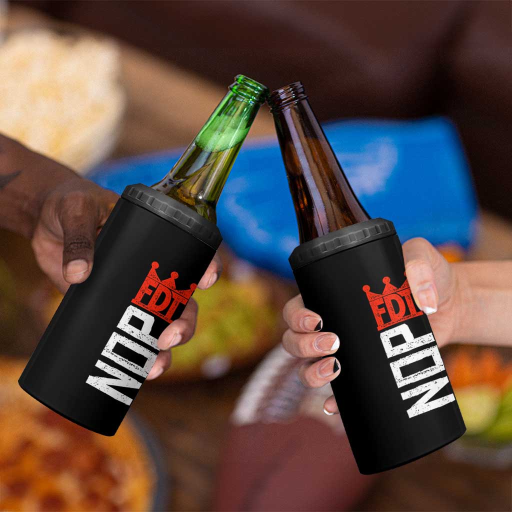 No Kings Protest Nope Funny Political Satire 4 in 1 Can Cooler Tumbler