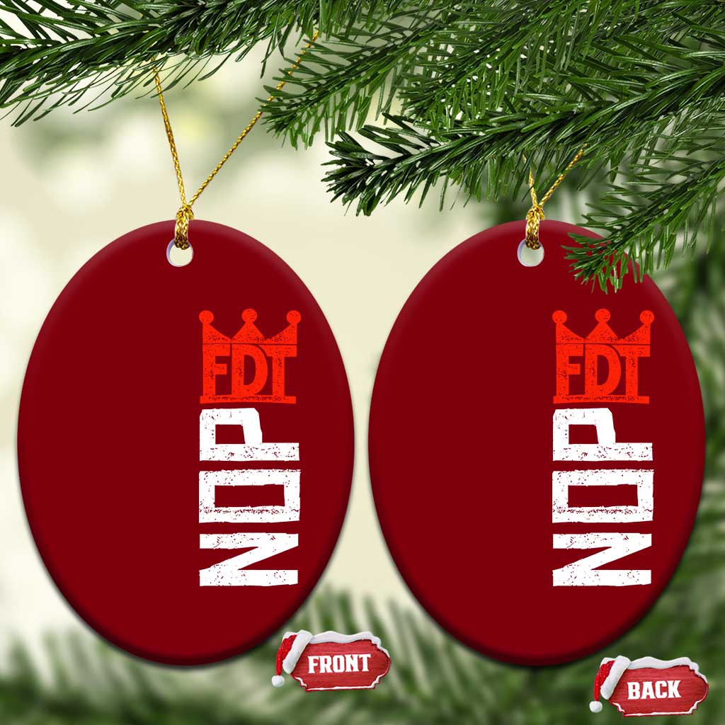 No Kings Protest Nope Funny Political Satire Ceramic Ornament