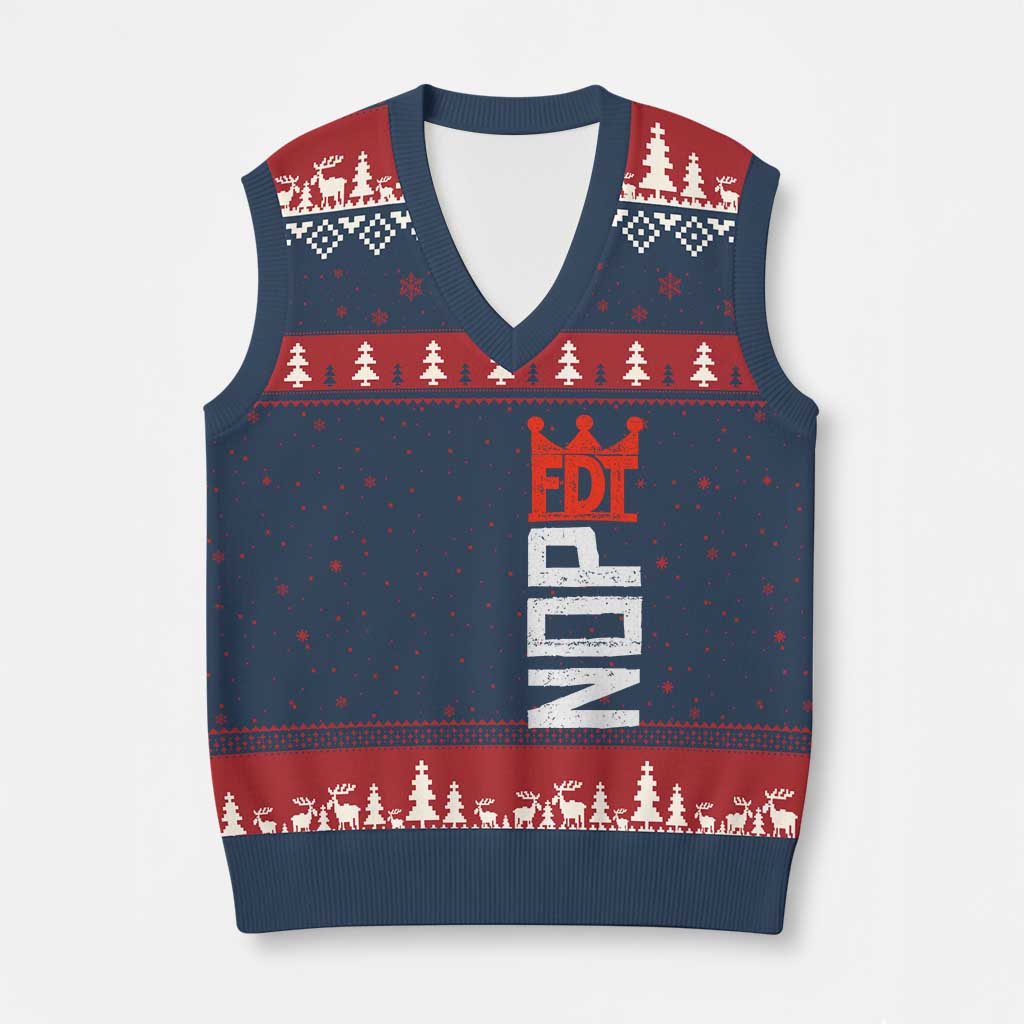 No Kings Protest Nope Funny Political Satire V-Neck Knit Sweater Vest