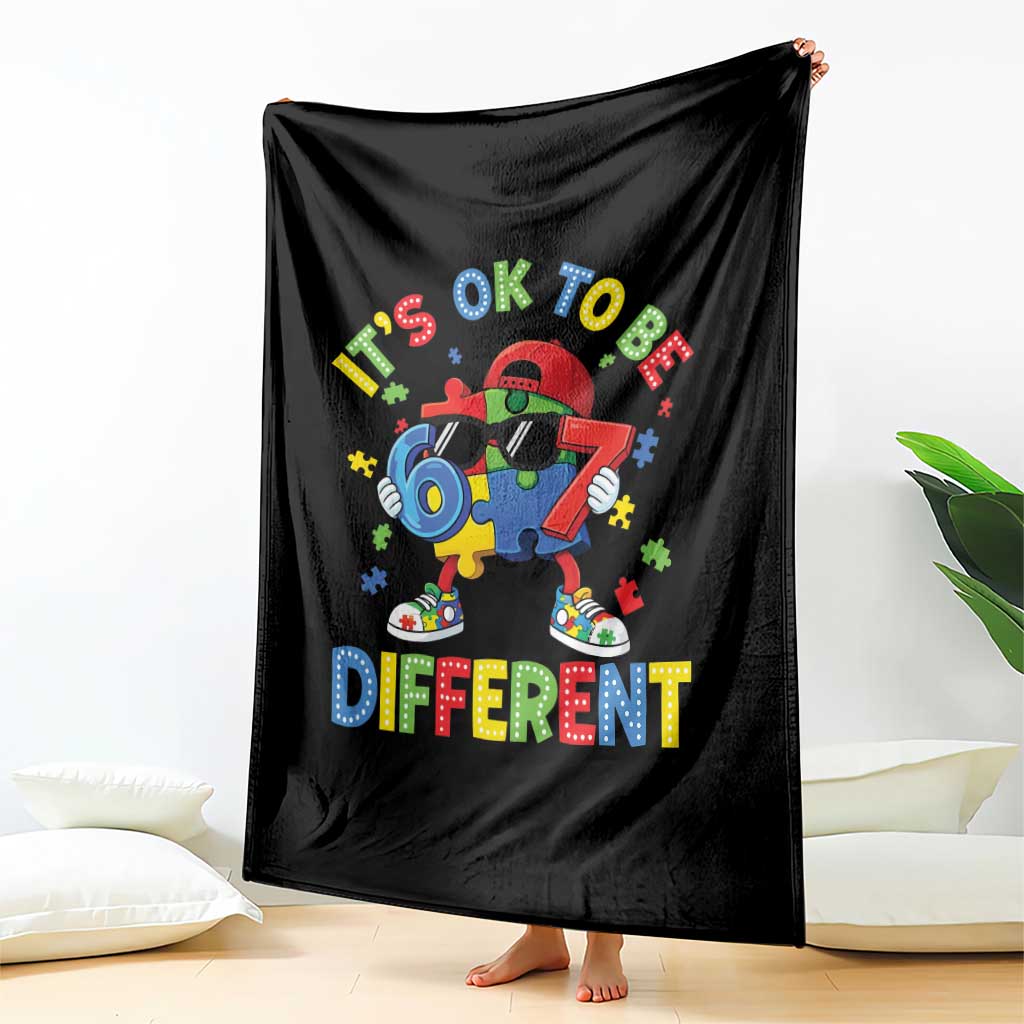 Six Seven Autism Awareness Throw Blanket It Is Ok To Be Different 67 Meme Puzzle