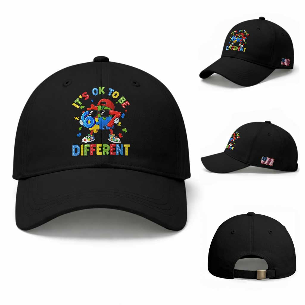 Six Seven Autism Awareness Baseball Cap It Is Ok To Be Different 67 Meme Puzzle