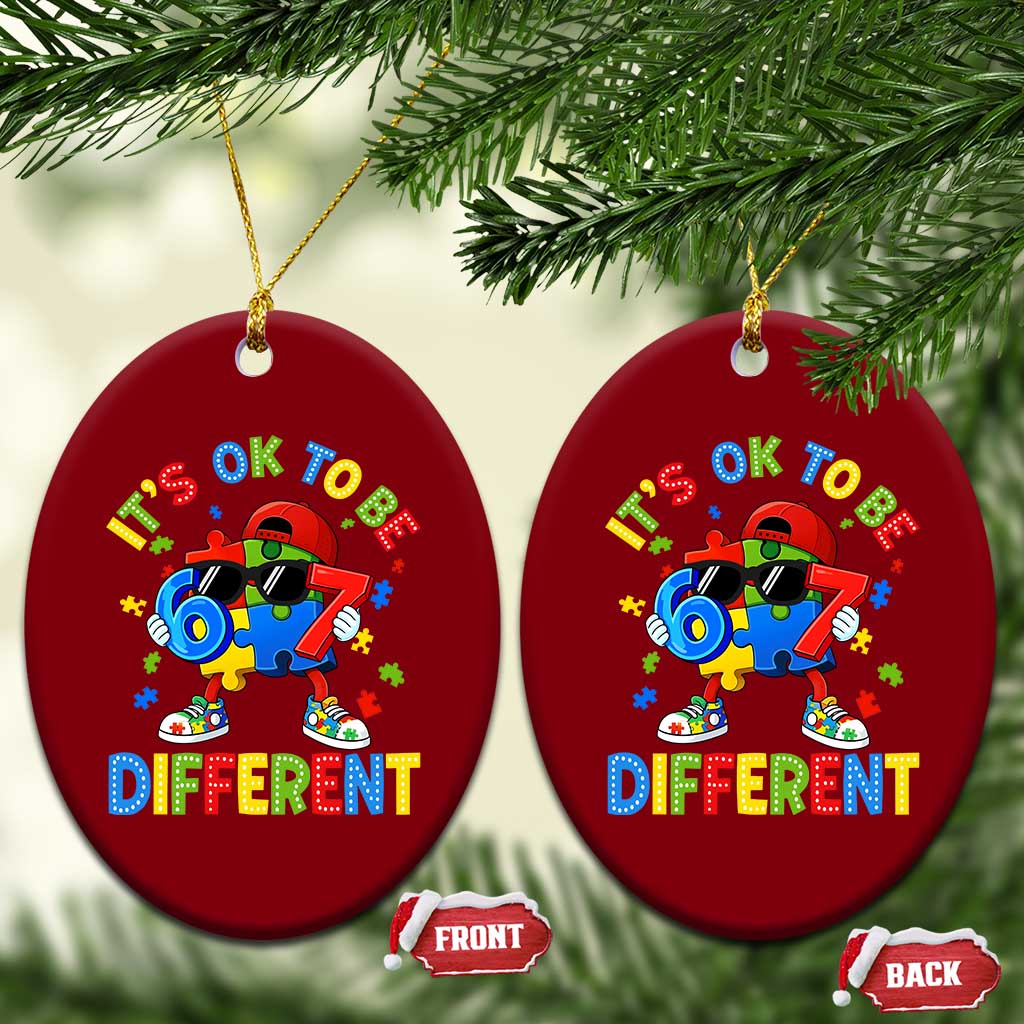 Six Seven Autism Awareness Ceramic Ornament It Is Ok To Be Different 67 Meme Puzzle