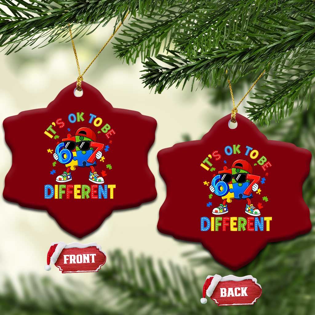 Six Seven Autism Awareness Ceramic Ornament It Is Ok To Be Different 67 Meme Puzzle