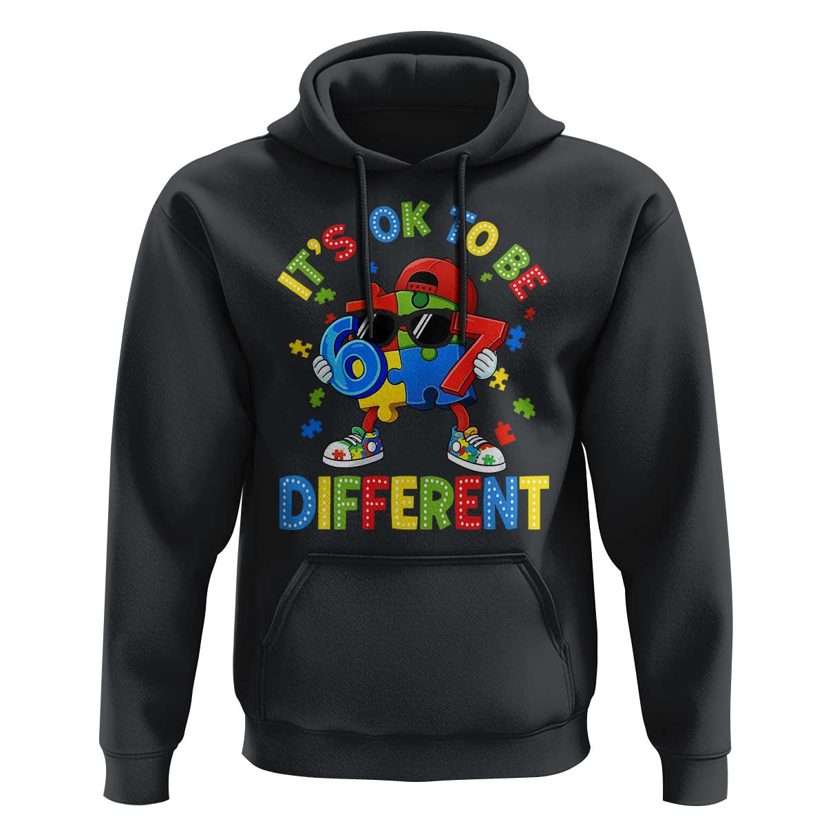 Six Seven Autism Awareness Hoodie It Is Ok To Be Different 67 Meme Puzzle