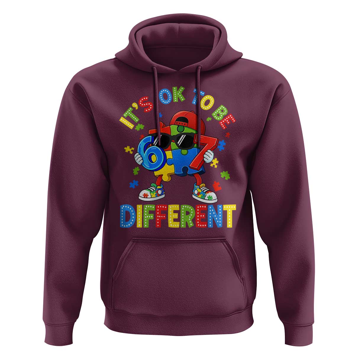 Six Seven Autism Awareness Hoodie It Is Ok To Be Different 67 Meme Puzzle