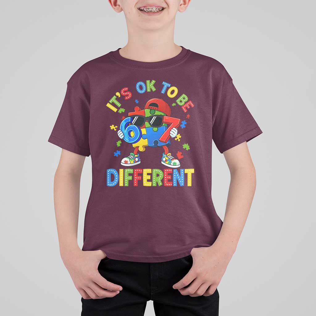 Six Seven Autism Awareness T Shirt For Kid It Is Ok To Be Different 67 Meme Puzzle