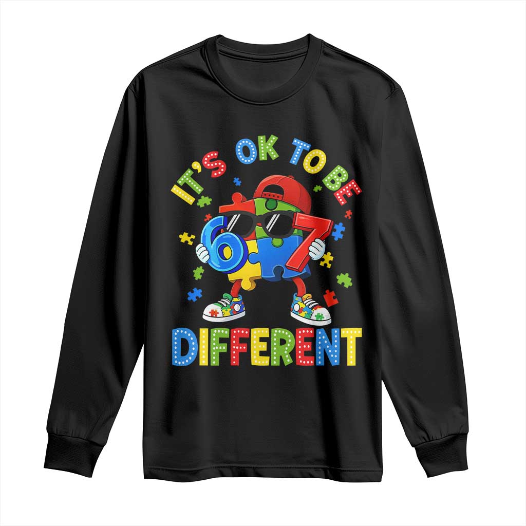 Six Seven Autism Awareness Long Sleeve Shirt It Is Ok To Be Different 67 Meme Puzzle