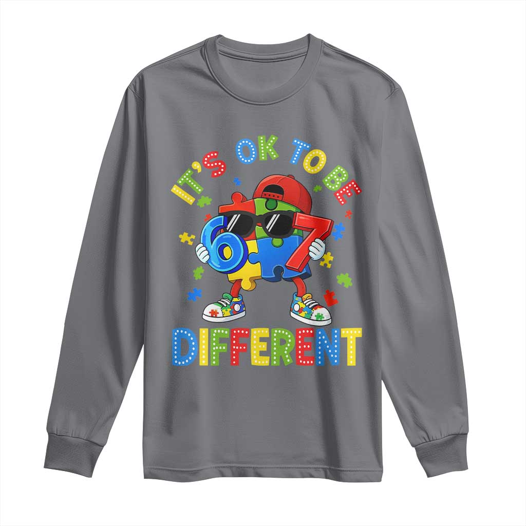 Six Seven Autism Awareness Long Sleeve Shirt It Is Ok To Be Different 67 Meme Puzzle