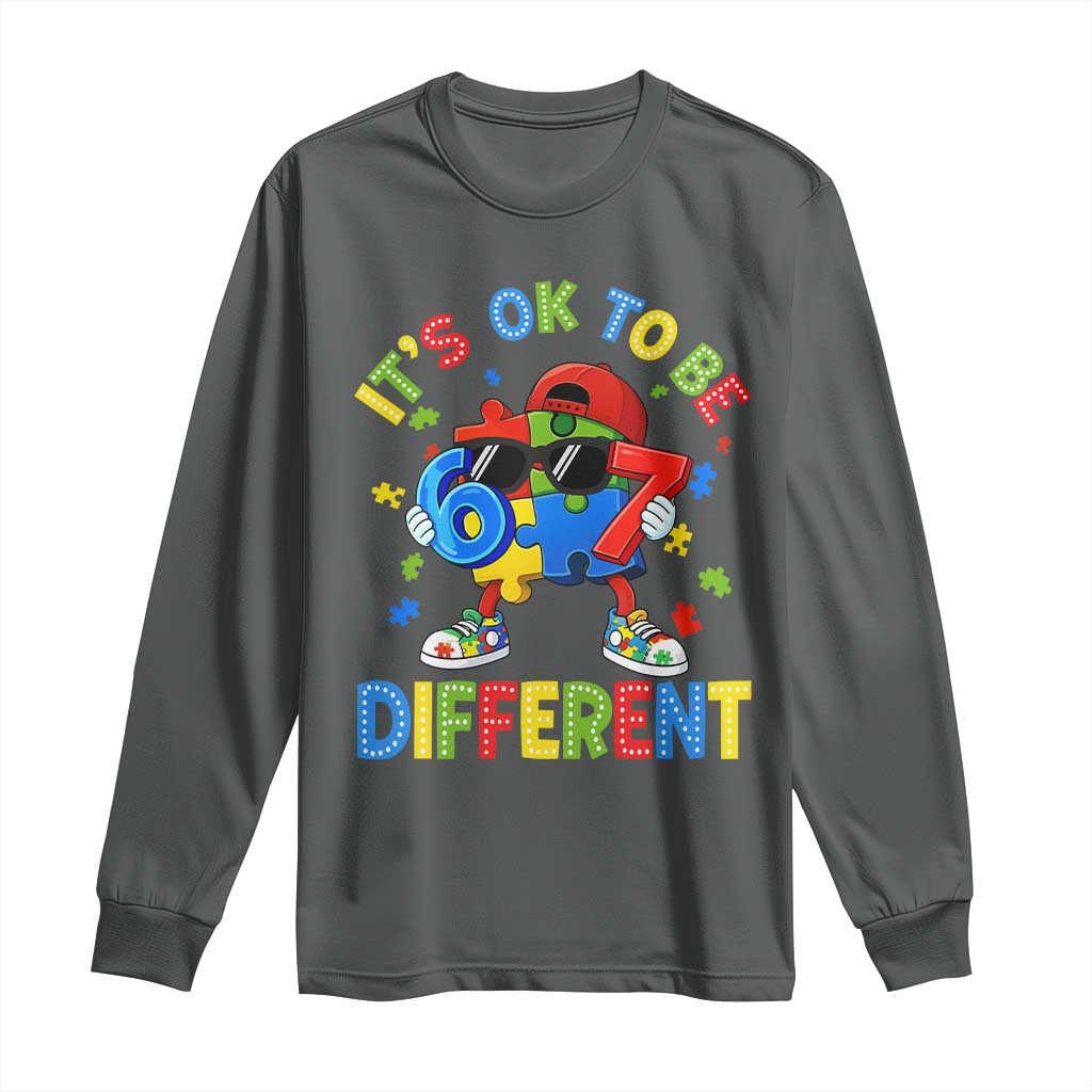 Six Seven Autism Awareness Long Sleeve Shirt It Is Ok To Be Different 67 Meme Puzzle