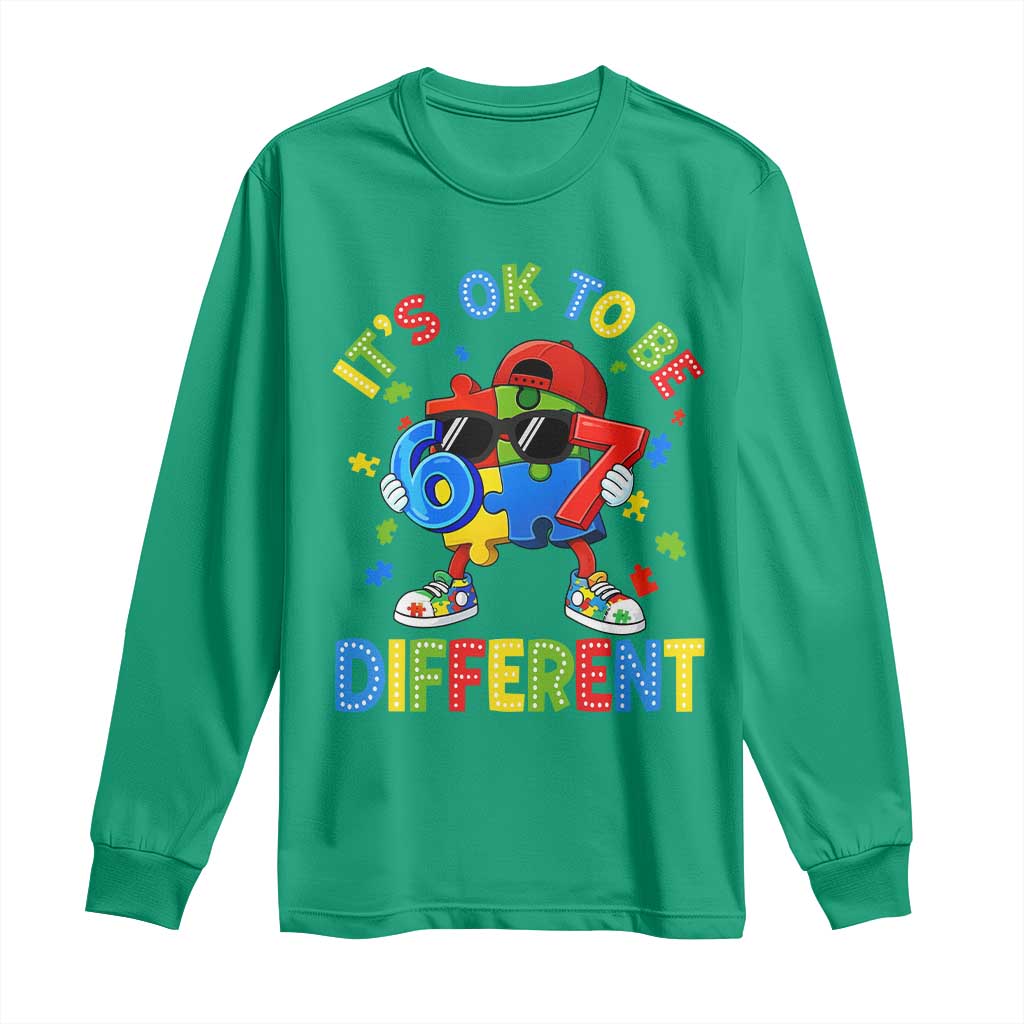 Six Seven Autism Awareness Long Sleeve Shirt It Is Ok To Be Different 67 Meme Puzzle