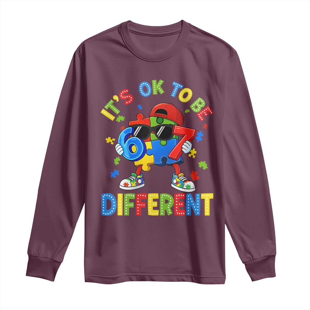 Six Seven Autism Awareness Long Sleeve Shirt It Is Ok To Be Different 67 Meme Puzzle