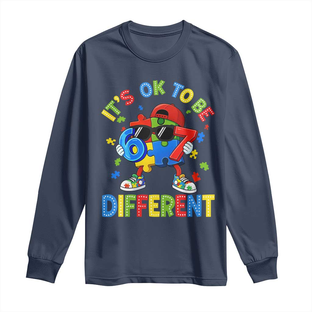 Six Seven Autism Awareness Long Sleeve Shirt It Is Ok To Be Different 67 Meme Puzzle