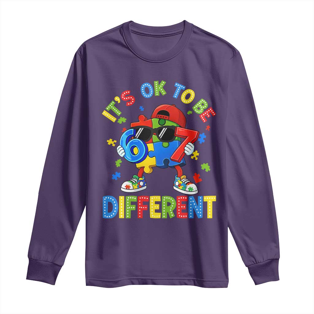 Six Seven Autism Awareness Long Sleeve Shirt It Is Ok To Be Different 67 Meme Puzzle