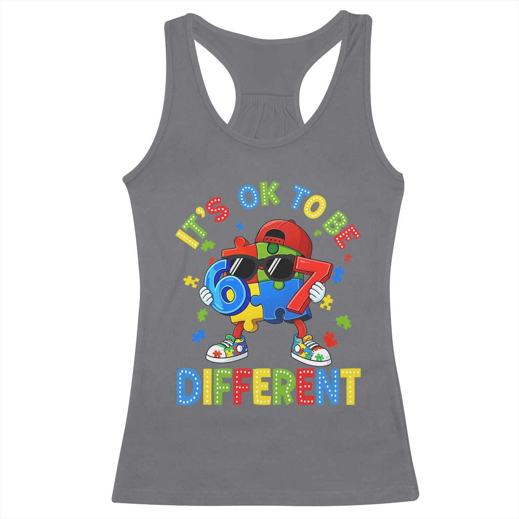 Six Seven Autism Awareness Racerback Tank Top It Is Ok To Be Different 67 Meme Puzzle