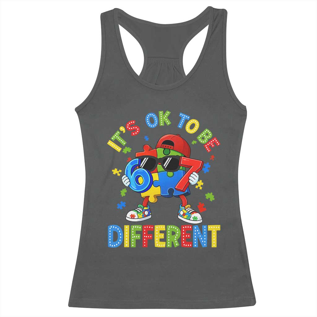 Six Seven Autism Awareness Racerback Tank Top It Is Ok To Be Different 67 Meme Puzzle
