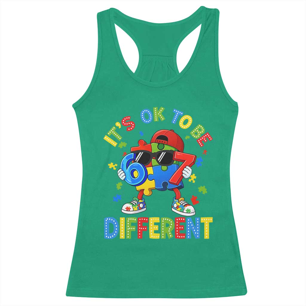 Six Seven Autism Awareness Racerback Tank Top It Is Ok To Be Different 67 Meme Puzzle