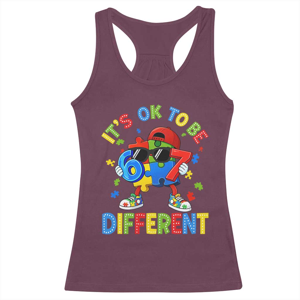 Six Seven Autism Awareness Racerback Tank Top It Is Ok To Be Different 67 Meme Puzzle