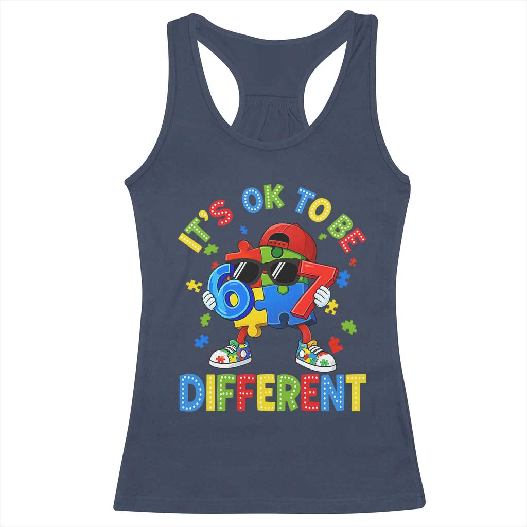 Six Seven Autism Awareness Racerback Tank Top It Is Ok To Be Different 67 Meme Puzzle