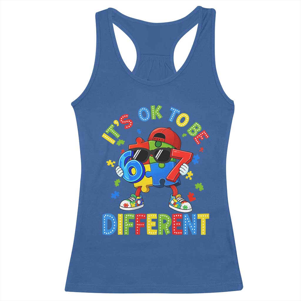 Six Seven Autism Awareness Racerback Tank Top It Is Ok To Be Different 67 Meme Puzzle