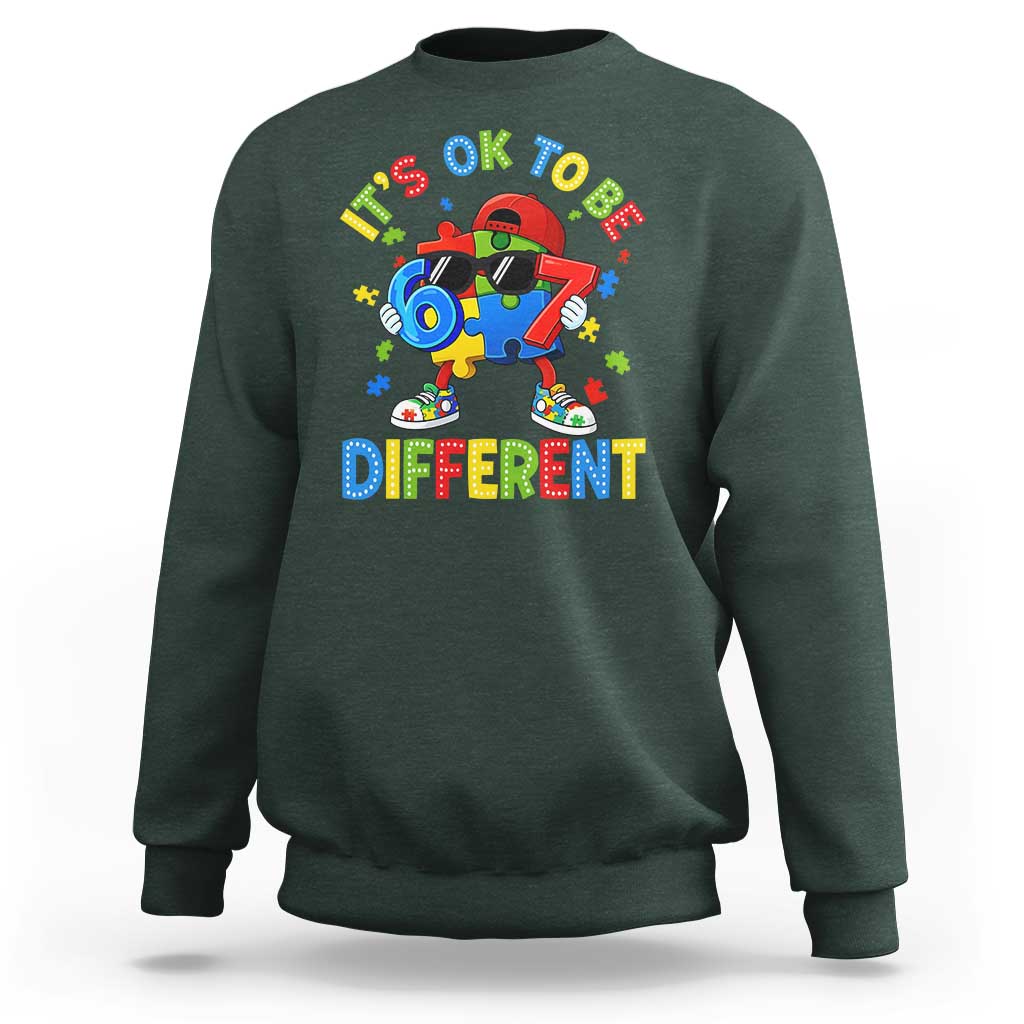 Six Seven Autism Awareness Sweatshirt It Is Ok To Be Different 67 Meme Puzzle