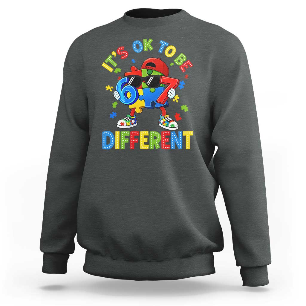 Six Seven Autism Awareness Sweatshirt It Is Ok To Be Different 67 Meme Puzzle