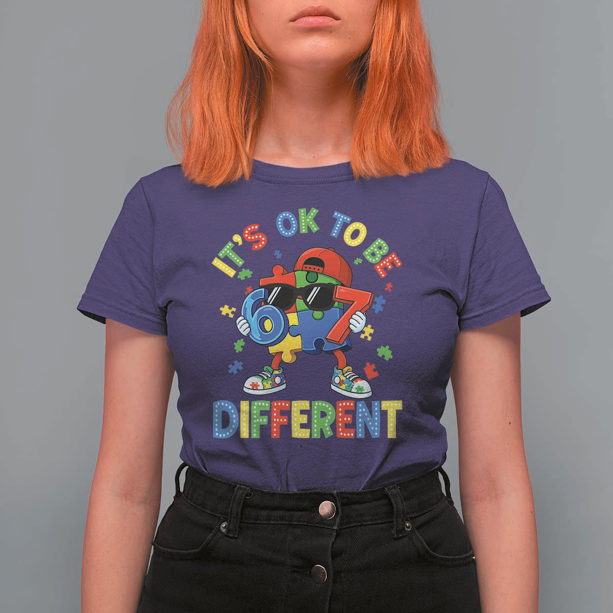 Six Seven Autism Awareness T Shirt For Women It Is Ok To Be Different 67 Meme Puzzle