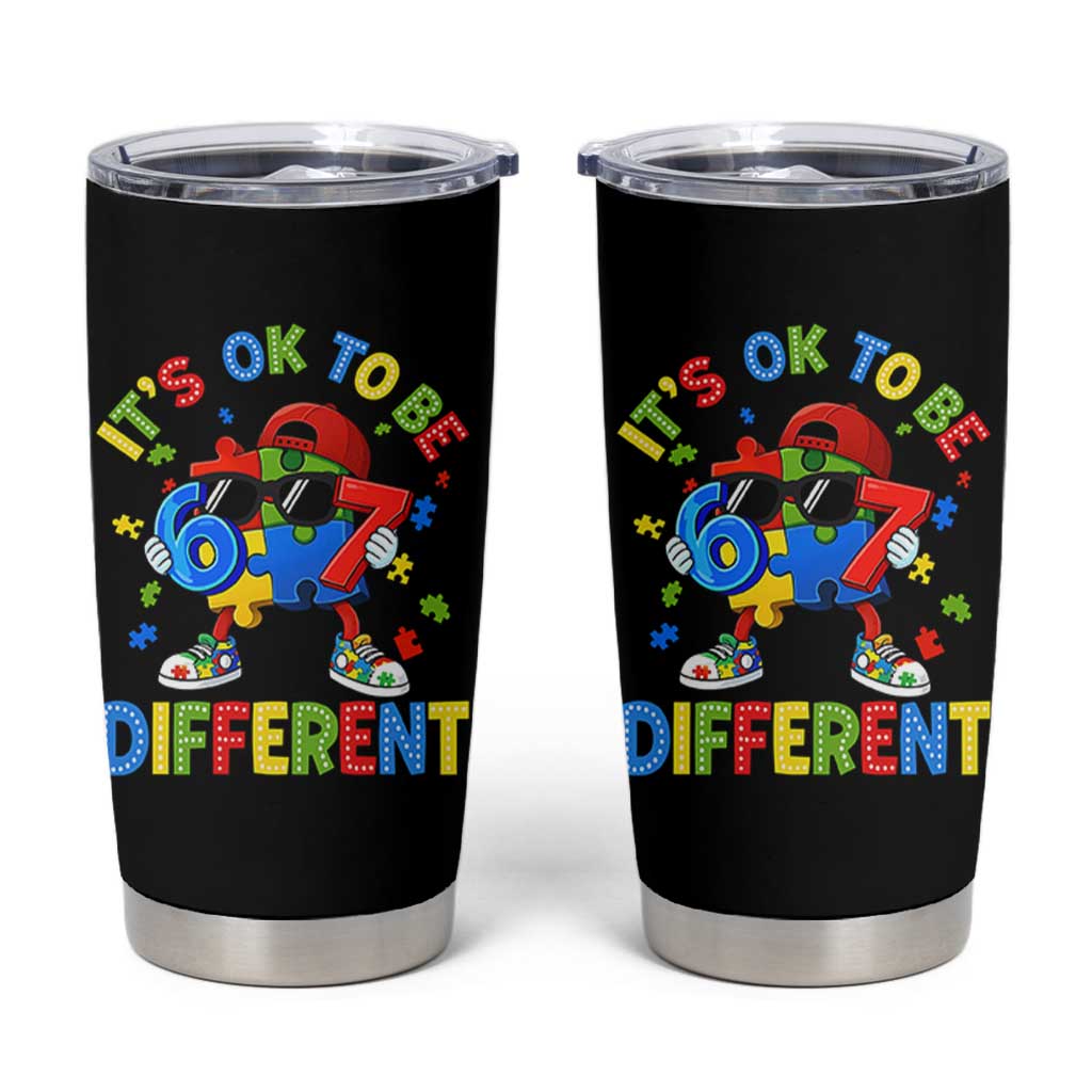 Six Seven Autism Awareness Tumbler Cup It Is Ok To Be Different 67 Meme Puzzle