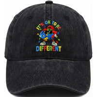 Six Seven Autism Awareness Washed Cotton Baseball Cap It Is Ok To Be Different 67 Meme Puzzle