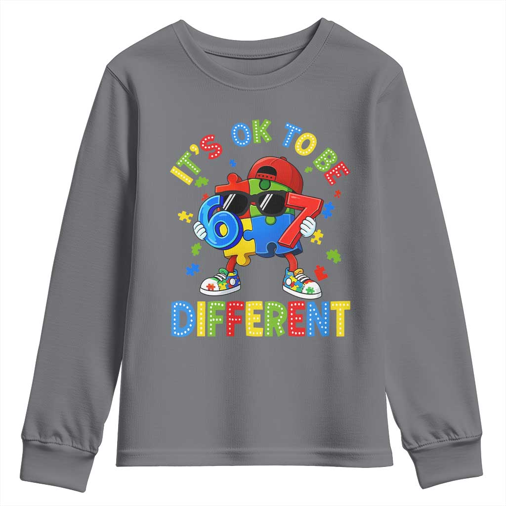 Six Seven Autism Awareness Youth Sweatshirt It Is Ok To Be Different 67 Meme Puzzle