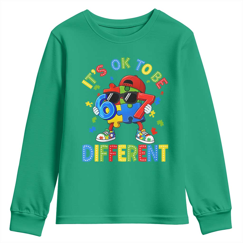 Six Seven Autism Awareness Youth Sweatshirt It Is Ok To Be Different 67 Meme Puzzle