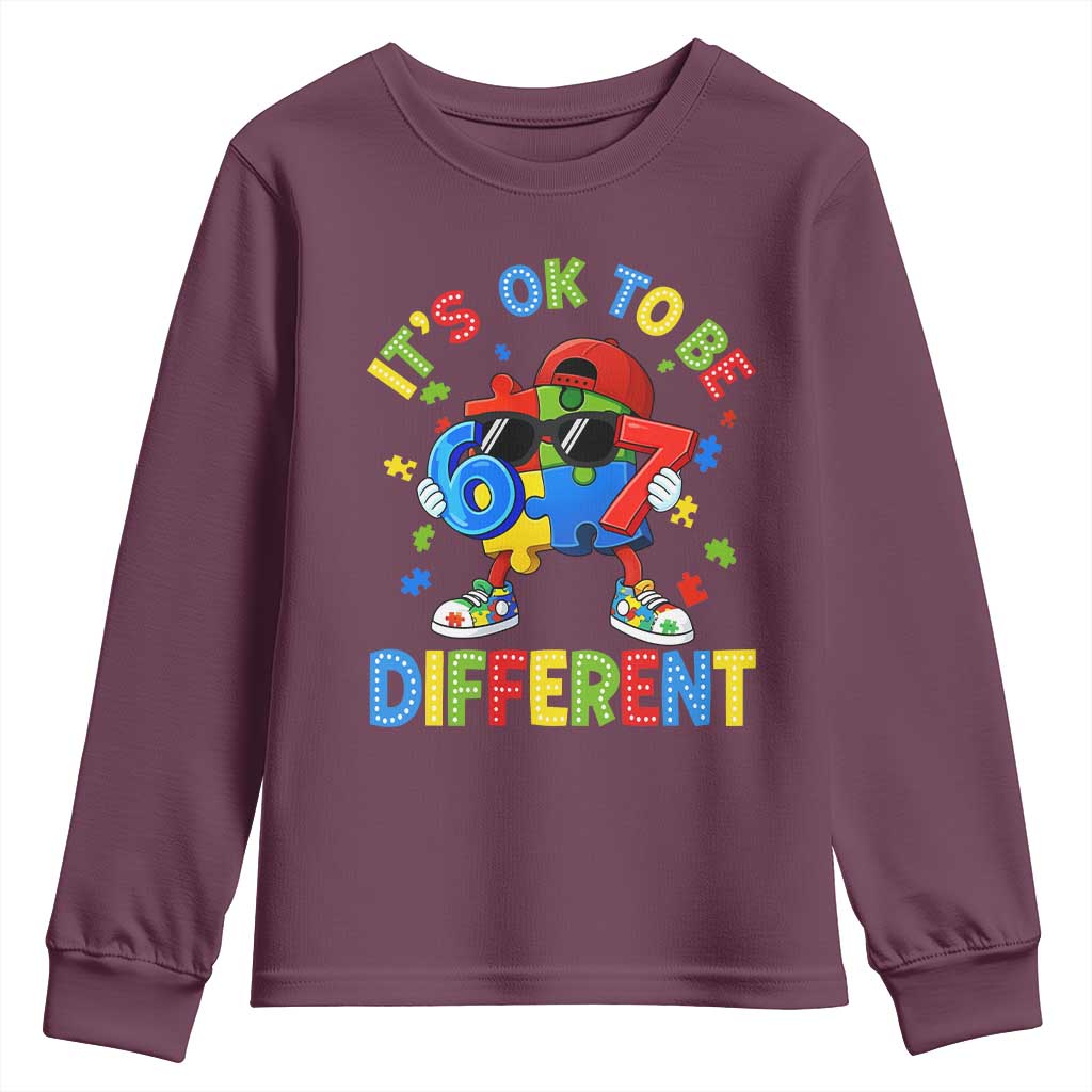 Six Seven Autism Awareness Youth Sweatshirt It Is Ok To Be Different 67 Meme Puzzle