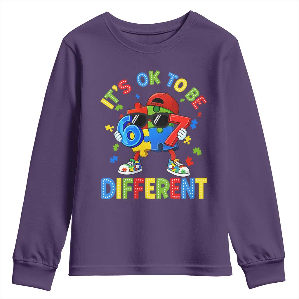 Six Seven Autism Awareness Youth Sweatshirt It Is Ok To Be Different 67 Meme Puzzle