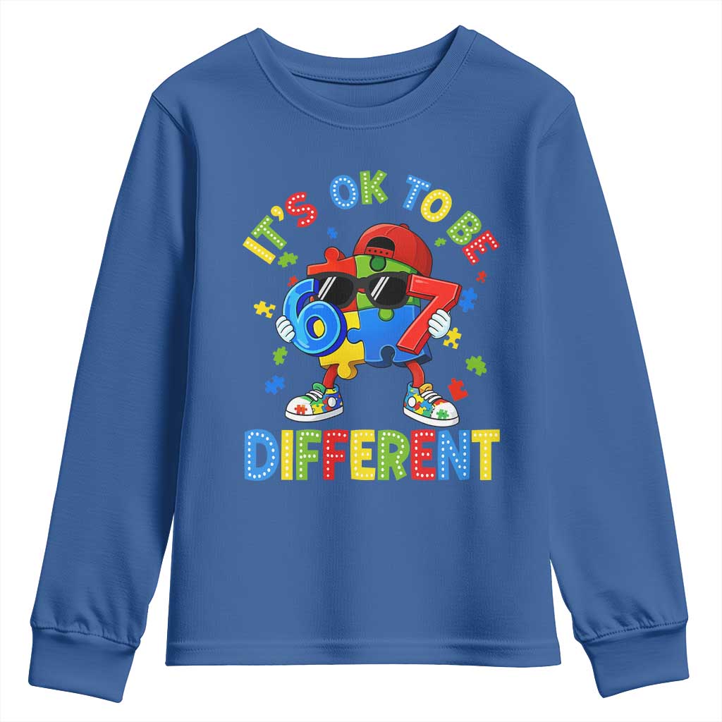 Six Seven Autism Awareness Youth Sweatshirt It Is Ok To Be Different 67 Meme Puzzle