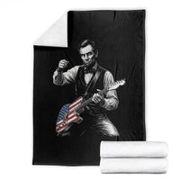 Abraham Lincoln Playing Guitar Vintage American Flag Throw Blanket