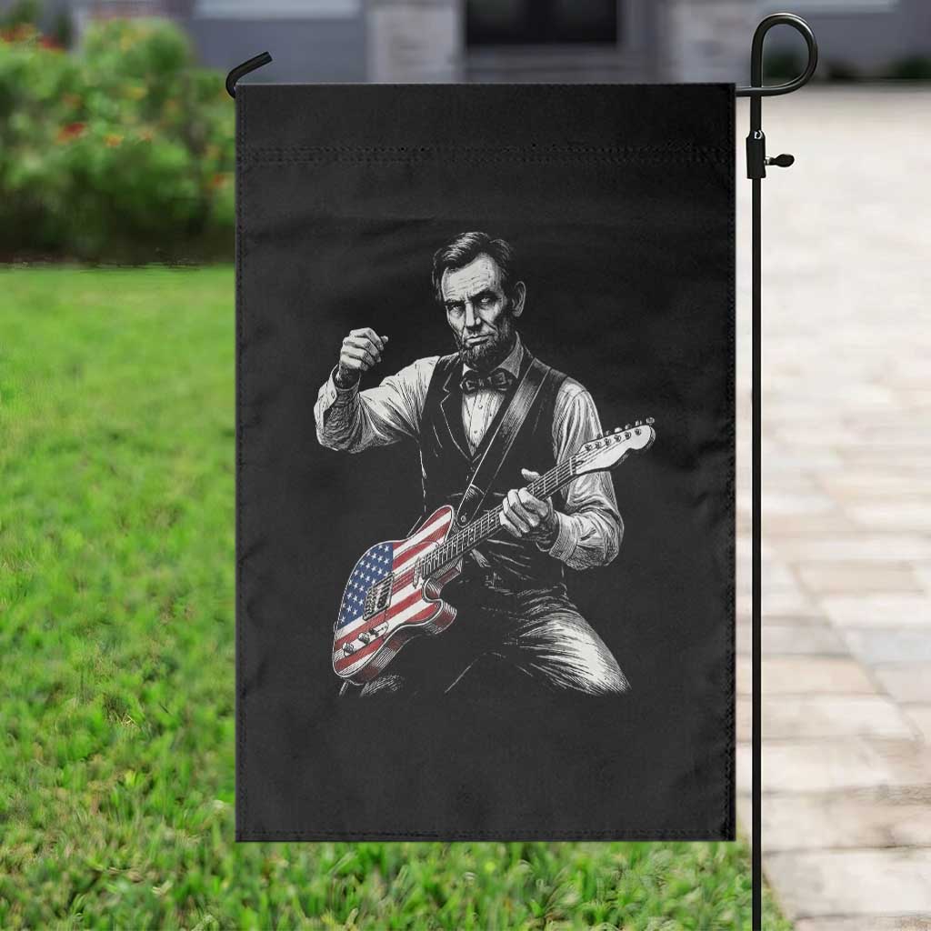 Abraham Lincoln Playing Guitar Vintage American Flag Garden Flag