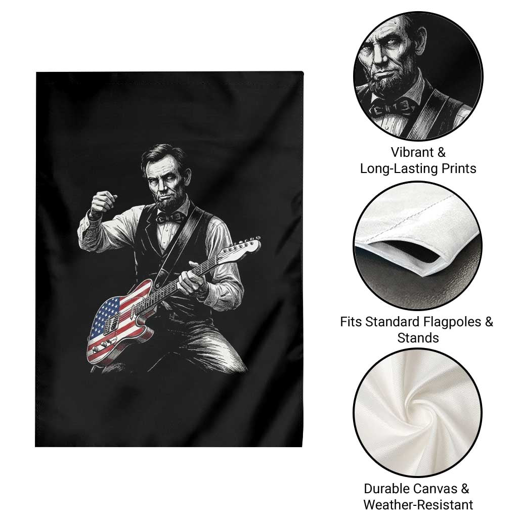 Abraham Lincoln Playing Guitar Vintage American Flag Garden Flag