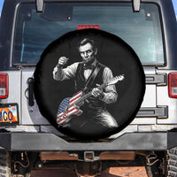 Abraham Lincoln Playing Guitar Vintage American Flag Spare Tire Cover