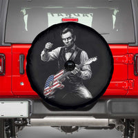 Abraham Lincoln Playing Guitar Vintage American Flag Spare Tire Cover