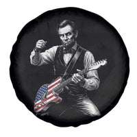 Abraham Lincoln Playing Guitar Vintage American Flag Spare Tire Cover