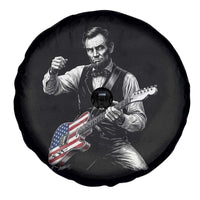 Abraham Lincoln Playing Guitar Vintage American Flag Spare Tire Cover