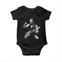 Abraham Lincoln Playing Guitar Vintage American Flag Baby Onesie