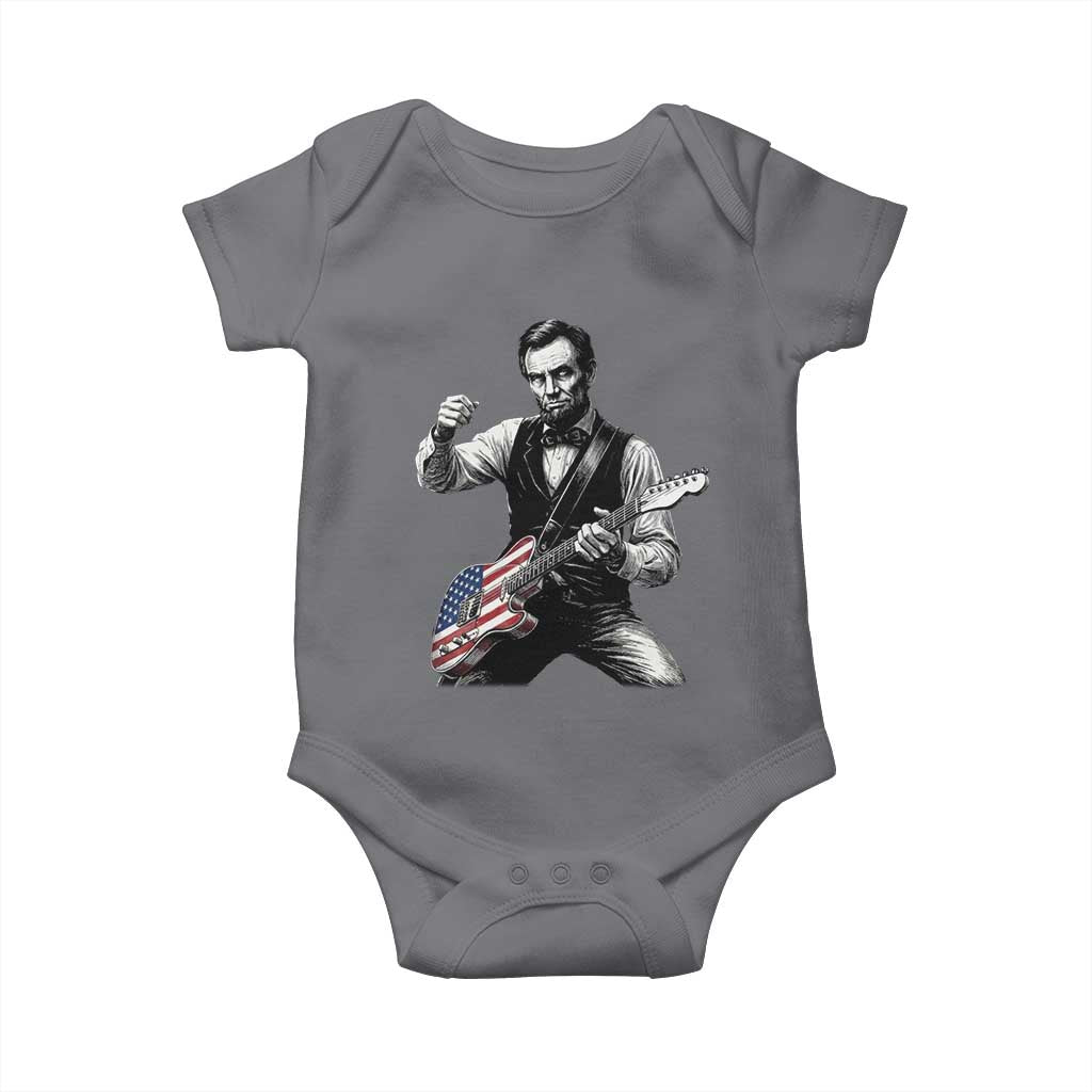 Abraham Lincoln Playing Guitar Vintage American Flag Baby Onesie
