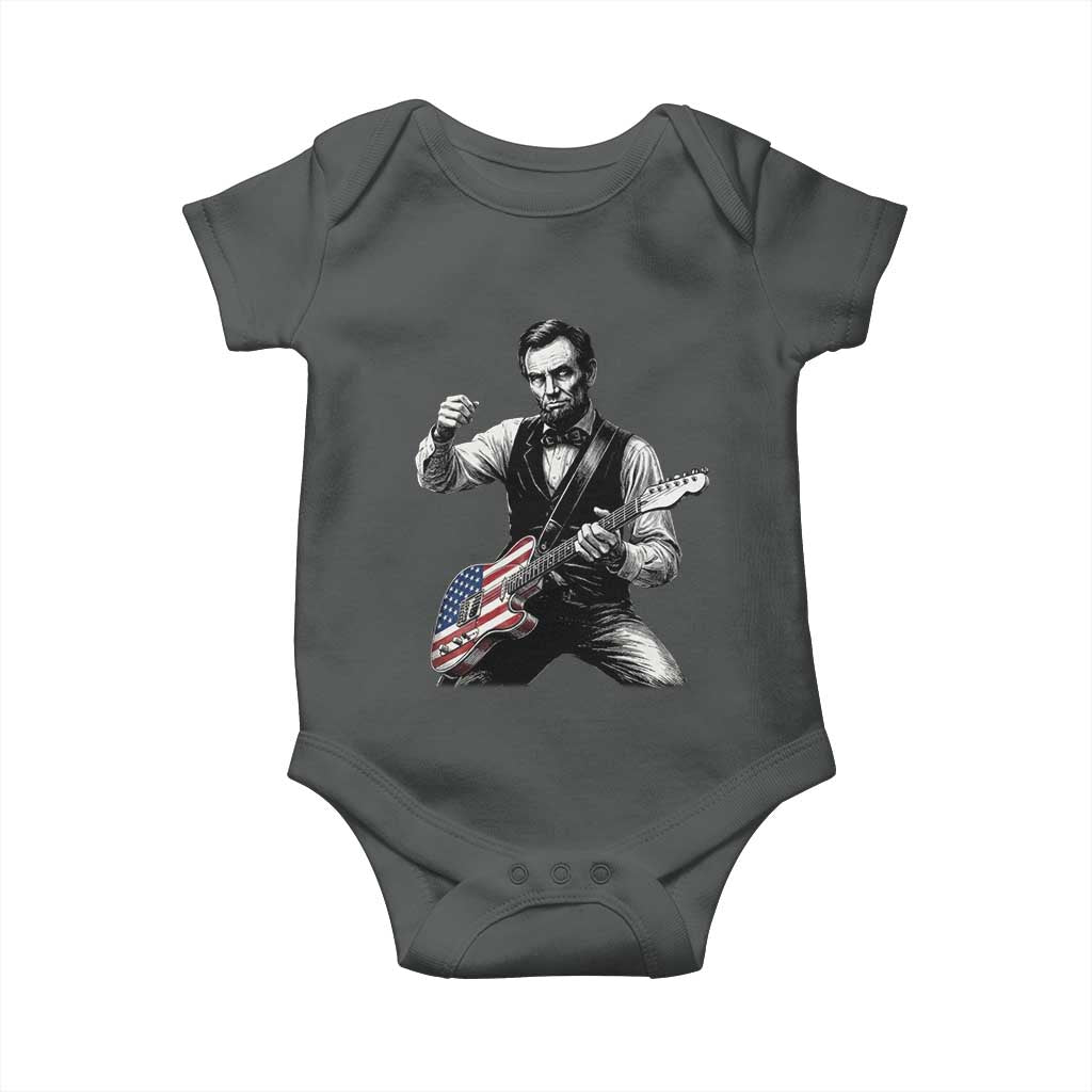 Abraham Lincoln Playing Guitar Vintage American Flag Baby Onesie